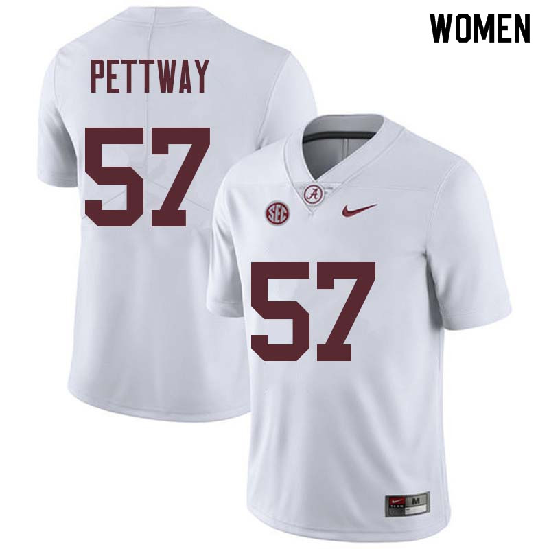 Women #57 D.J. Pettway Alabama Crimson Tide College Football Jerseys Sale-White